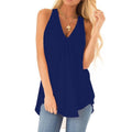 Img 12 - Summer Popular Hem Loose Sleeveless Solid Colored Tops Women Chiffon Shirt Blouse