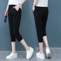Img 4 - Women Summer All-Matching Loose High Waist Slim Look Korean Trendy Student Three Quarter Casual Pants