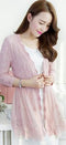 Img 1 - Korean V-Neck Mid-Length See Through  Lace Women Cardigan Sunscreen Sweater