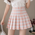 Img 4 - Pleated Short Plus Size Women High Waist A-Line Student Anti-Exposed Chequered Mid-Length Skirt
