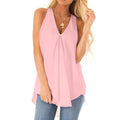 Img 9 - Summer Popular Hem Loose Sleeveless Solid Colored Tops Women Chiffon Shirt Blouse