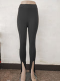 Img 4 - Slim Look Hem Splitted Flare Leg Pants Trendy OLElegant Long Women