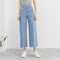 Img 3 - High Waist Wide Leg Denim Pants Women Summer Ankle-Length Pants Straight Loose Korean Slim Look Casual