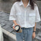 IMG 119 of Summer Student Korean Vintage Hong Kong Short Sleeve Blouse Loose Japanese Cargo Shirt Tops ins Outerwear