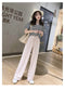 IMG 121 of Drape Women Ice Silk Wide Leg Pants High Waist Plus Size Slim Look Casual Floor Length Long Pants