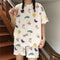 Pajamas Women Summer Loose Plus Size Sweet Look Adorable Student Short Sleeve Shorts Outdoor Korean Loungewear Sets Sleepwear