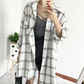 Img 8 - Chequered Blouse Korean Loose Casual Student bfLong Sleeved Mid-Length Shirt Blouse