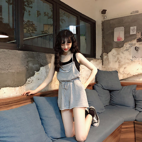 IMG 117 of Summer Korean High Waist Slim Look Strap One-Piece Shorts Women Loose Elegant Popular Trendy Pants