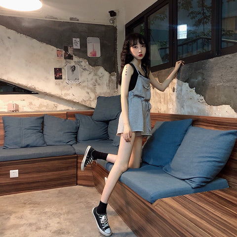 IMG 107 of Summer Korean High Waist Slim Look Strap One-Piece Shorts Women Loose Elegant Popular Trendy Pants