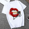 IMG 103 of Popular Red Lips Personality Printed Trendy Sexy T-Shirt Women Summer Short Sleeve Round-Neck Undershirt T-Shirt