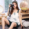 Summer Knitted Cotton Women Sleeveless Strap Pajamas Sets Removable Padded Loungewear Sleepwear