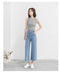 IMG 111 of High Waist Wide Leg Denim Pants Women Summer Ankle-Length Pants Straight Loose Korean Slim Look Casual Pants