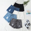 Img 2 - Plus Size Loose Denim Shorts Women Summer Korean High Waist Ripped Pound Slim Look Burr Wide Leg A-Line Hot Pants