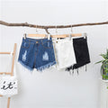 Img 4 - Plus Size Loose Denim Shorts Women Summer Korean High Waist Ripped Pound Slim Look Burr Wide Leg A-Line Hot Pants
