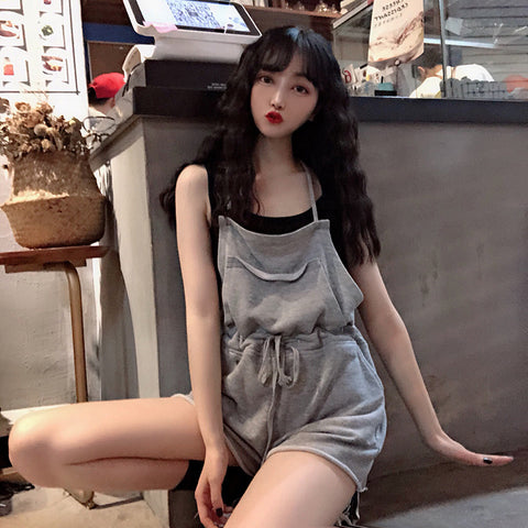 IMG 116 of Summer Korean High Waist Slim Look Strap One-Piece Shorts Women Loose Elegant Popular Trendy Pants