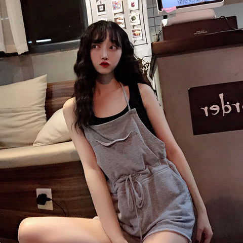 IMG 110 of Summer Korean High Waist Slim Look Strap One-Piece Shorts Women Loose Elegant Popular Trendy Pants