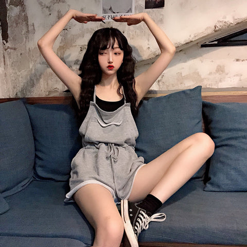 IMG 118 of Summer Korean High Waist Slim Look Strap One-Piece Shorts Women Loose Elegant Popular Trendy Pants