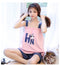 IMG 123 of Summer Knitted Cotton Women Sleeveless Strap Pajamas Sets Removable Padded Loungewear Sleepwear