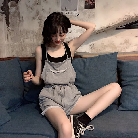 IMG 104 of Summer Korean High Waist Slim Look Strap One-Piece Shorts Women Loose Elegant Popular Trendy Pants