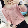 Img 2 - Korean See Through  Women V-Neck Loose Long Sleeved Thin Outdoor Tops Sweater