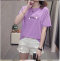 Img 8 - Summer Short Sleeve T-Shirt Printed Unisex Women Loose Korean Student White Half Sleeved Tops T-Shirt