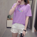 Img 14 - Summer Short Sleeve T-Shirt Printed Unisex Women Loose Korean Student White Half Sleeved Tops T-Shirt