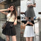 Img 1 - Pleated Black White High Waist A-Line College Skorts Skirt