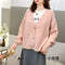 IMG 119 of Lantern Sleeve V-Neck Sweater Cardigan Women Fresh Looking Loose All-Matching Tops Student Knitted Outerwear