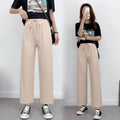 Img 4 - Ice Silk Wide Leg Pants Women Summer Korean High Waist Loose Thin Ankle-Length Drape Straight Casual Pants