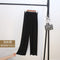 Img 12 - Ice Silk Wide Leg Pants Women Summer Korean High Waist Loose Thin Ankle-Length Drape Straight Casual Pants