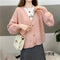 Img 2 - Lantern Sleeve V-Neck Sweater Cardigan Women Fresh Looking Loose All-Matching Tops Student Knitted