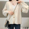 Lantern Sleeve V-Neck Sweater Cardigan Women Fresh Looking Loose All-Matching Tops Student Knitted Outerwear