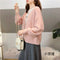 IMG 115 of Lantern Sleeve V-Neck Sweater Cardigan Women Fresh Looking Loose All-Matching Tops Student Knitted Outerwear