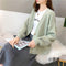 IMG 106 of Lantern Sleeve V-Neck Sweater Cardigan Women Fresh Looking Loose All-Matching Tops Student Knitted Outerwear