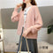 IMG 114 of Lantern Sleeve V-Neck Sweater Cardigan Women Fresh Looking Loose All-Matching Tops Student Knitted Outerwear