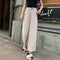 Img 8 - Ice Silk Knitted Wide Leg Pants Women Vintage Minimalist Lace High Waist Loose Cozy Casual