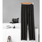 Img 9 - Ice Silk Knitted Wide Leg Pants Women Vintage Minimalist Lace High Waist Loose Cozy Casual