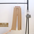 Img 8 - Ice Silk Wide Leg Pants Women Summer Korean High Waist Loose Thin Ankle-Length Drape Straight Casual Pants