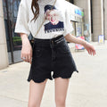 Img 1 - Summer High Waist Denim Pants Women Embroidered Flower Niche Burr Shorts