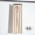 Img 9 - Ice Silk Wide Leg Women Summer Drape Knitted Milk Tea High Waist Straight Loose Casual Floor Length Pants