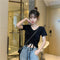 IMG 119 of Trendy Popular Short Sleeve T-Shirt Women Summer Korean ins Bare Belly Slim Look Tops T-Shirt