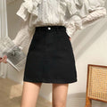 Img 4 - ins Black Denim Skirt Women Korean All-Matching High Waist A-Line Hip Flattering Short Skirt