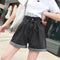 Img 1 - High Waist Denim Pants Women Summer Loose Wide Leg A-Line Drawstring Button Shorts