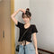 IMG 127 of Trendy Popular Short Sleeve T-Shirt Women Summer Korean ins Bare Belly Slim Look Tops T-Shirt