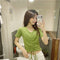 IMG 130 of Trendy Popular Short Sleeve T-Shirt Women Summer Korean ins Bare Belly Slim Look Tops T-Shirt