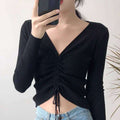 IMG 106 of Long Sleeved Sweater Women Under Slim Look Elegant Solid Colored Undershirt Sexy Outdoor Thin Pullover Outerwear