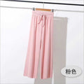 Img 8 - Ice Silk Wide Leg Women Summer Drape Knitted Milk Tea High Waist Straight Loose Casual Floor Length Pants