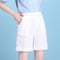 Img 6 - High Waist Casual Pants Summer Ice Silk Cotton Blend Thin Straight Loose Women Elastic Bermuda Shorts Bermuda Shorts