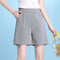 Img 7 - High Waist Casual Pants Summer Ice Silk Cotton Blend Thin Straight Loose Women Elastic Bermuda Shorts Bermuda Shorts