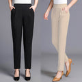 Img 2 - Solid Colored Women Mom Plus Size Long Suit Slim Fit Summer Slimming Pants